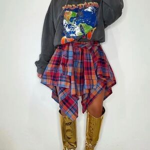 Plaid Red and Blue Women's Skirt